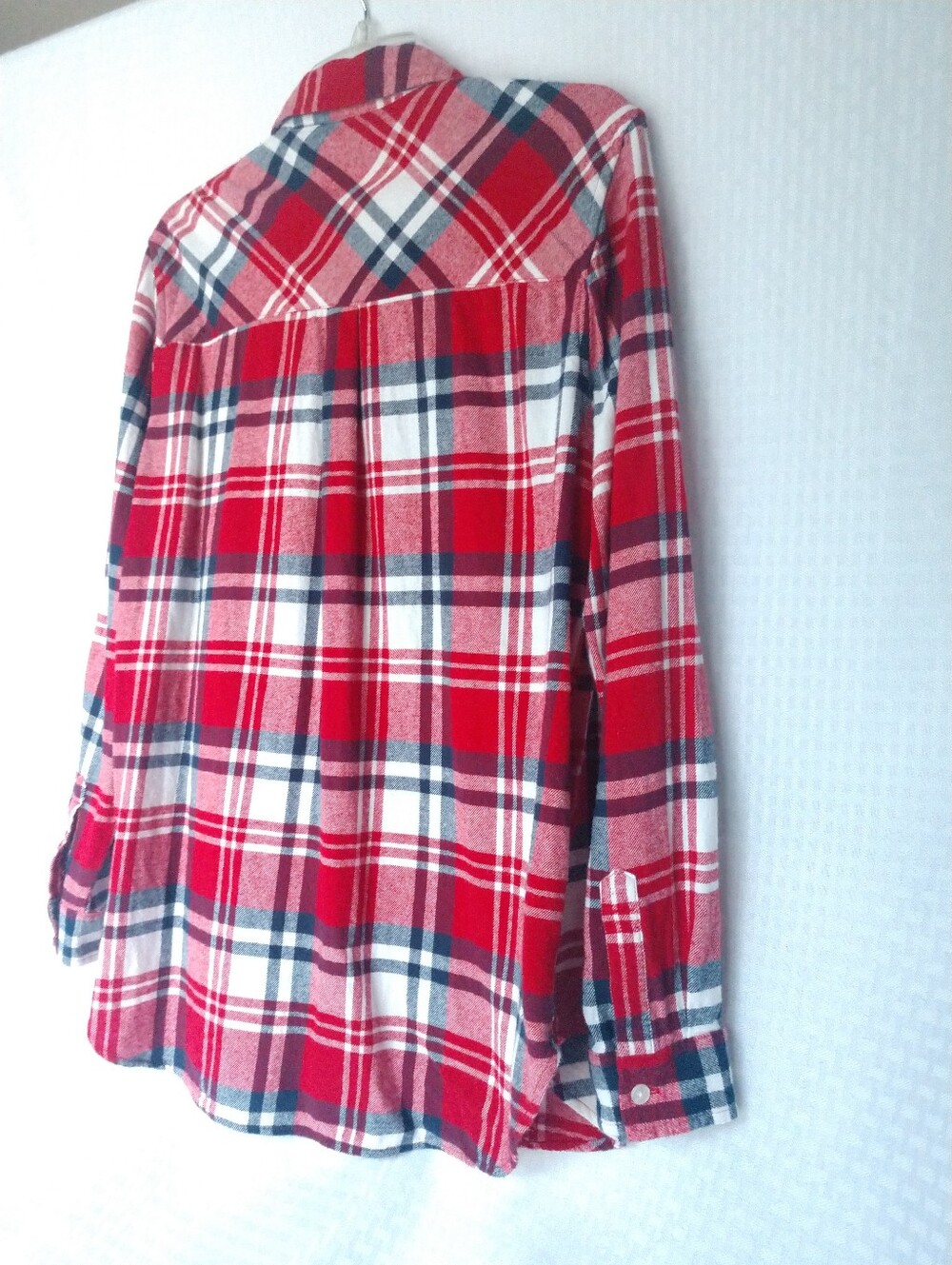 Women's Flannel Shirt GAP Red White Blue Plaid Size Large Chest 42" - Picture 9 of 10